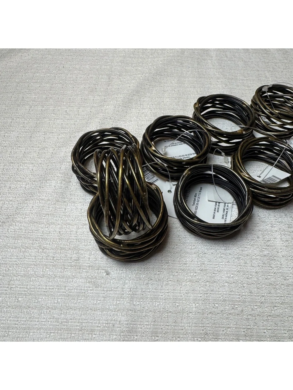 Excell Home Fashions Twisted Brass Wire Napkin Rings Set of 8 New With Tags